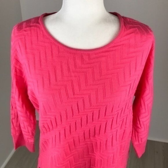 Dana Buchman Pink Quarter Sleeve Top Size L - Picture 2 of 5
